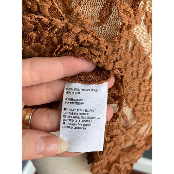 Brown sheer lace tank top - Picture 6 of 7